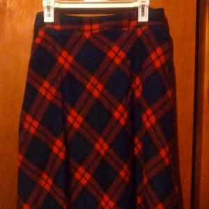 AUTUMN RED PLAID MIDI SKIRT